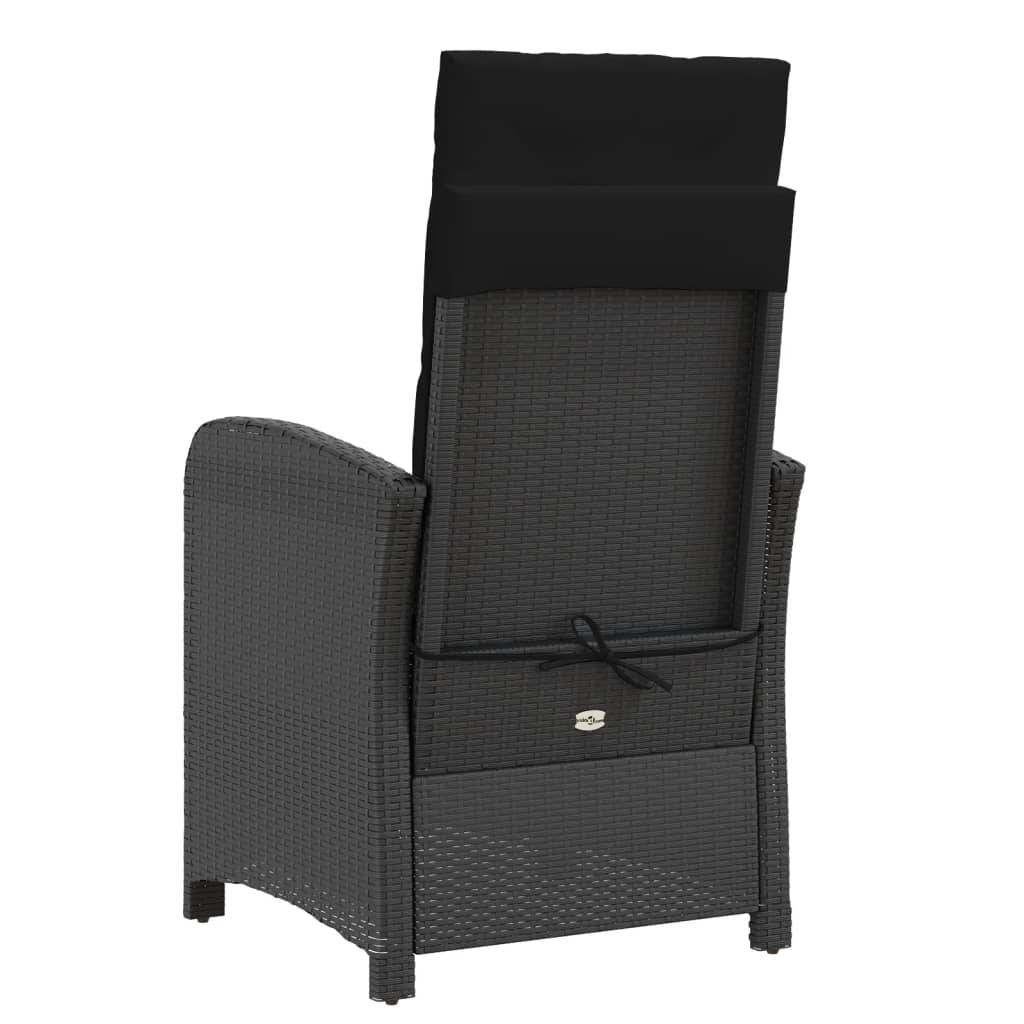 Chaise de jardin inclinable - Chaise d'extérieur - Fauteuil d'extérieur et repose-pied noir résine tressée - MEUBLE PRO - Image 6