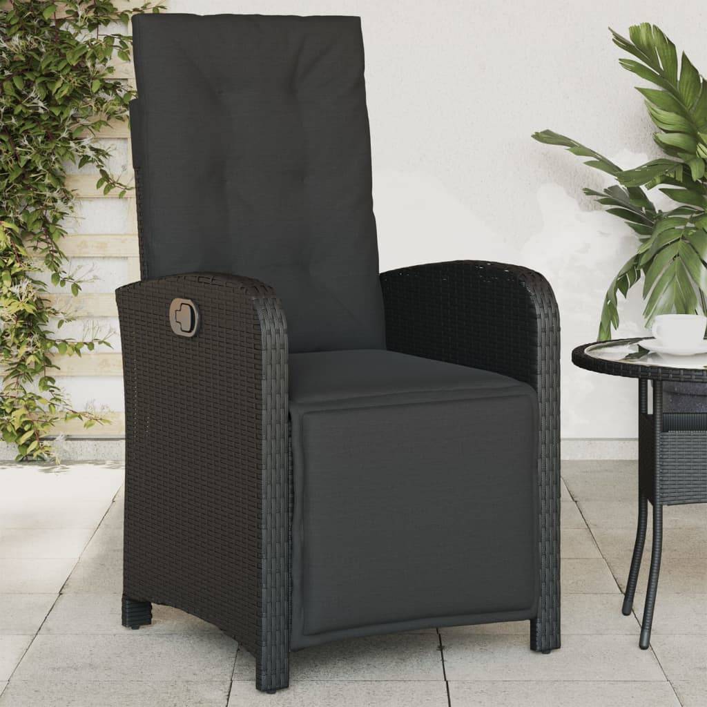 Chaise de jardin inclinable - Chaise d'extérieur - Fauteuil d'extérieur et repose-pied noir résine tressée - MEUBLE PRO - Image 2