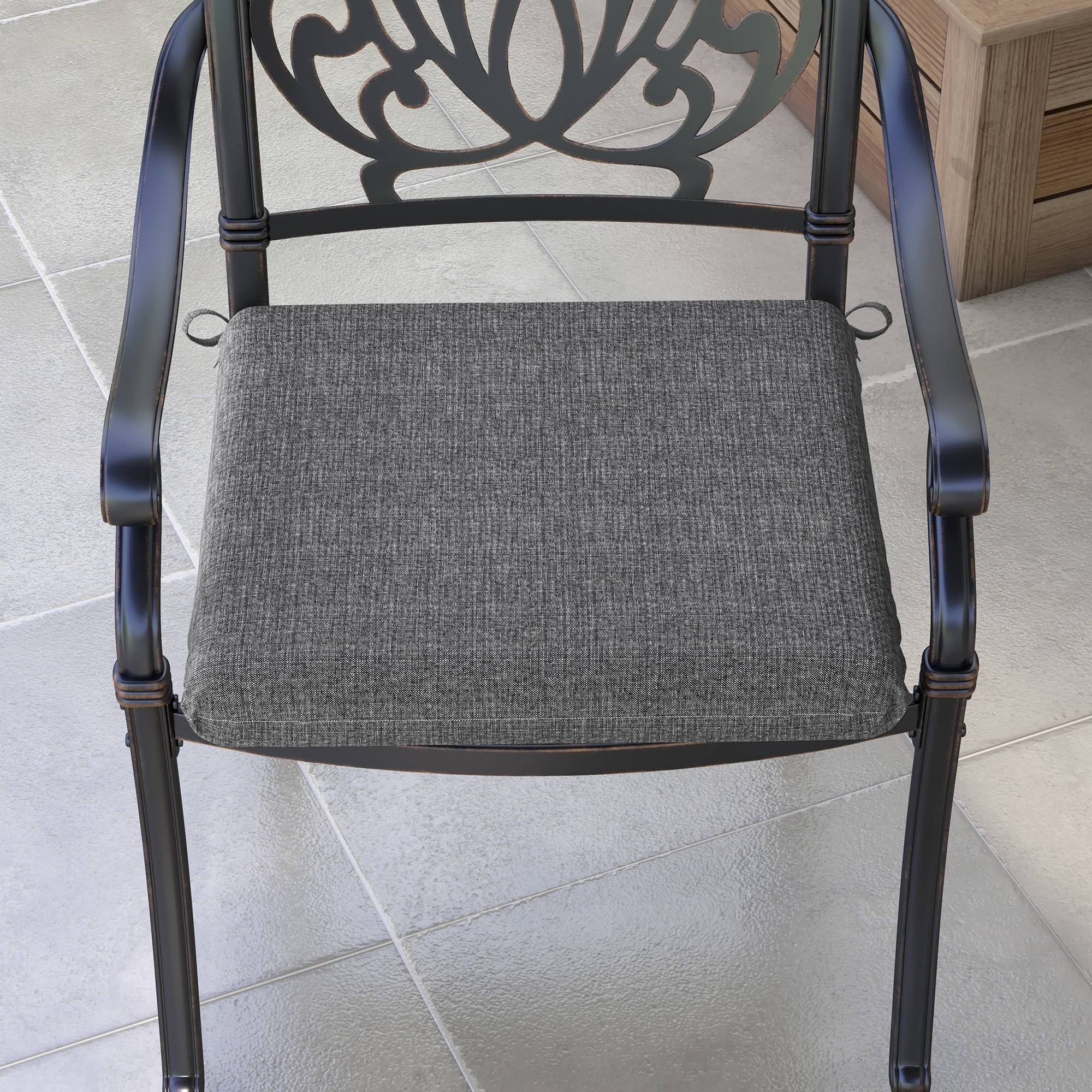 Lot de 4 galettes de chaise jardin tissu fil teint assise confortable 47x47 cm gris - ComfortXL Outdoor Living - Image 9