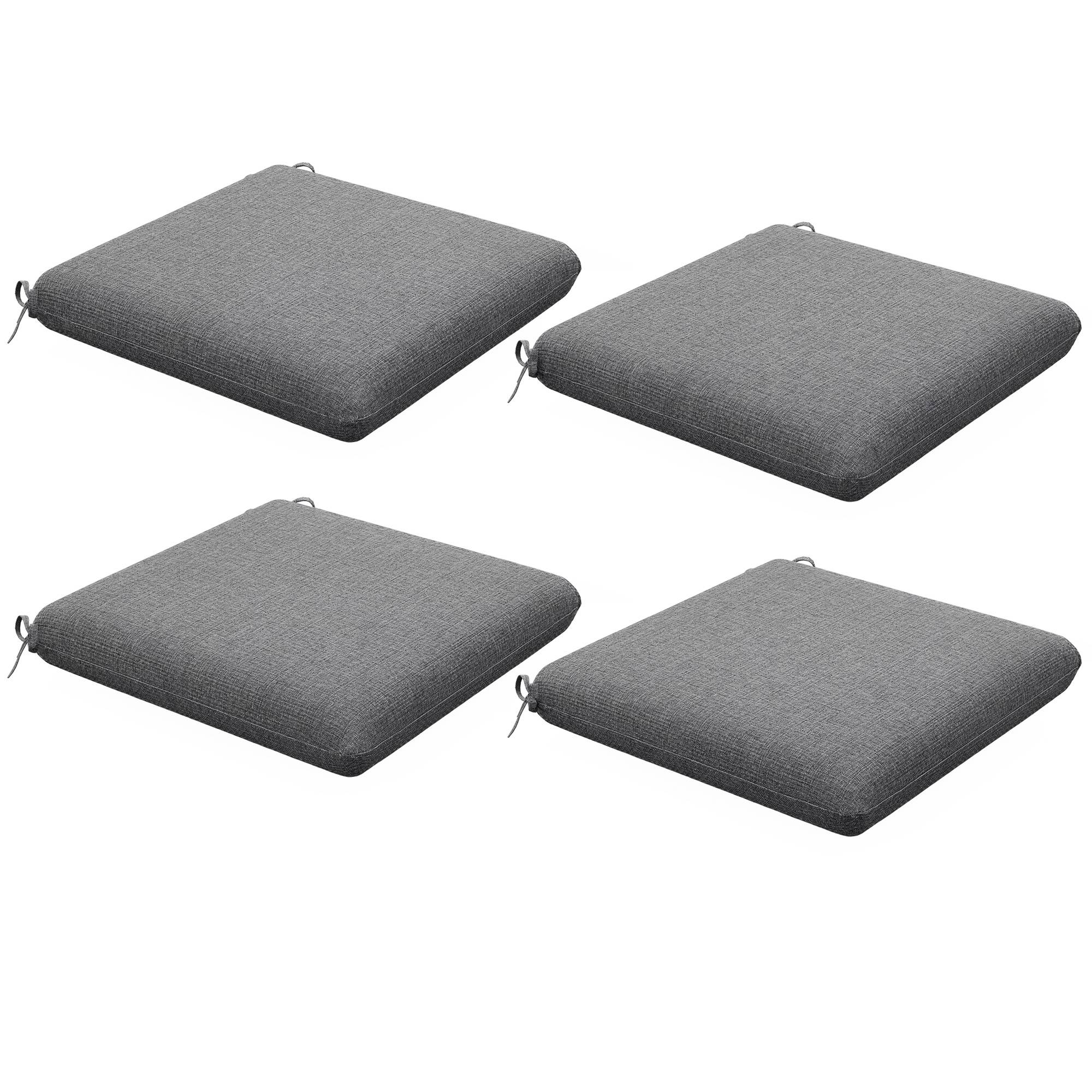Lot de 4 galettes de chaise jardin tissu fil teint assise confortable 47x47 cm gris - ComfortXL Outdoor Living