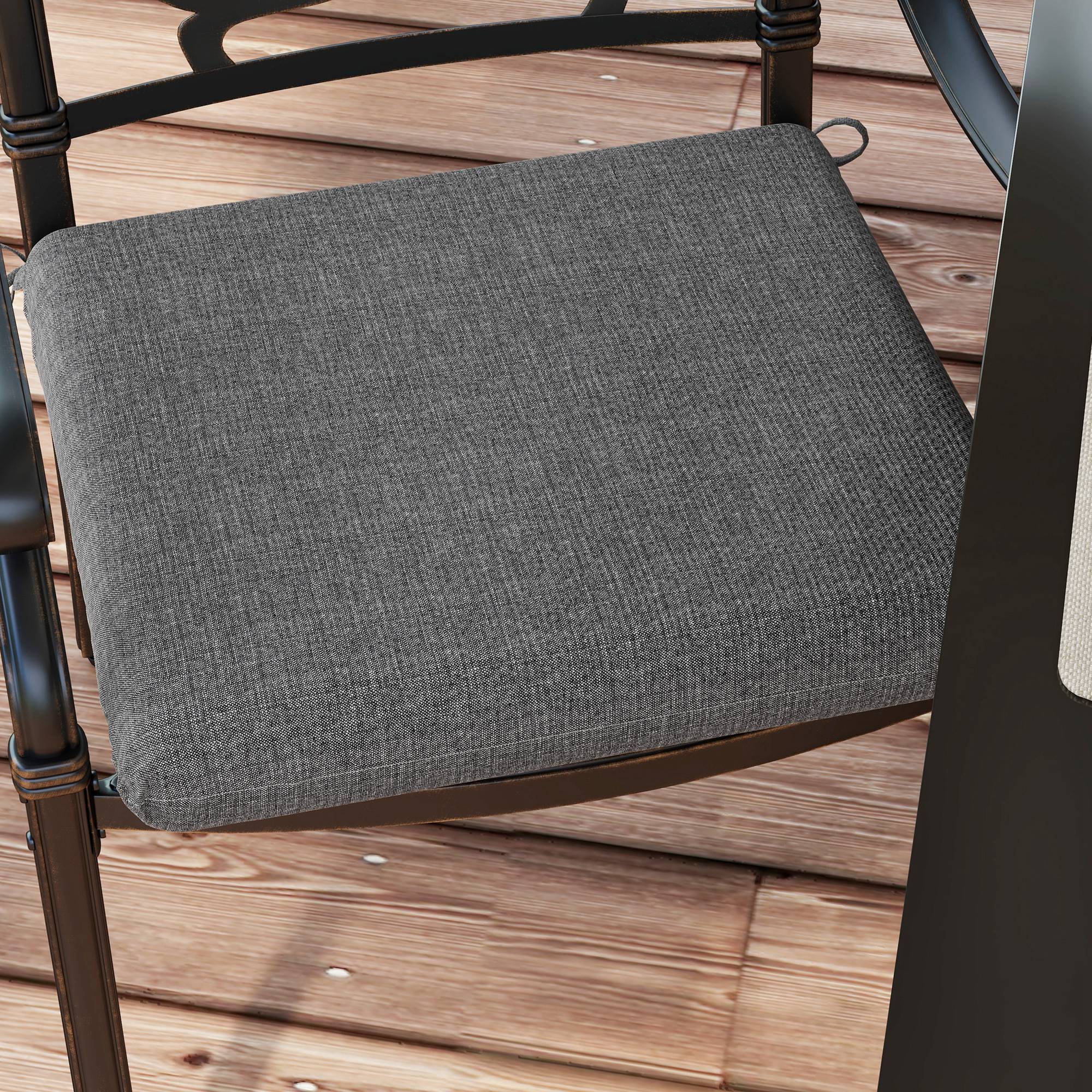 Lot de 4 galettes de chaise jardin tissu fil teint assise confortable 47x47 cm gris - ComfortXL Outdoor Living - Image 10