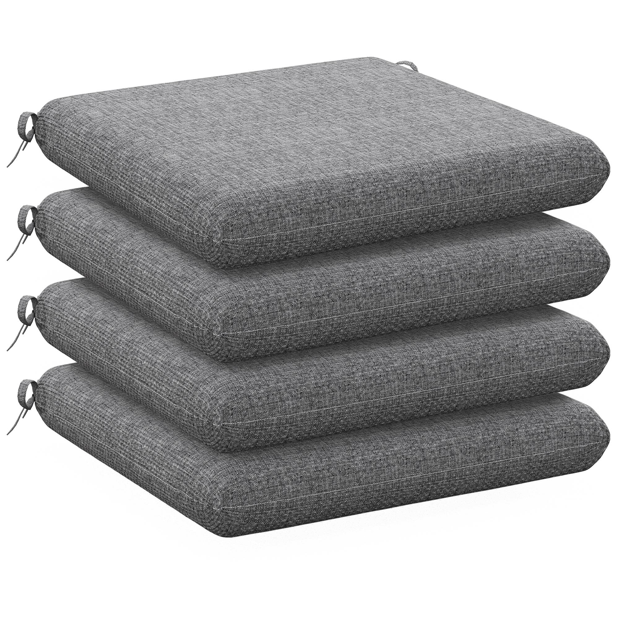 Lot de 4 galettes de chaise jardin tissu fil teint assise confortable 47x47 cm gris - ComfortXL Outdoor Living - Image 2