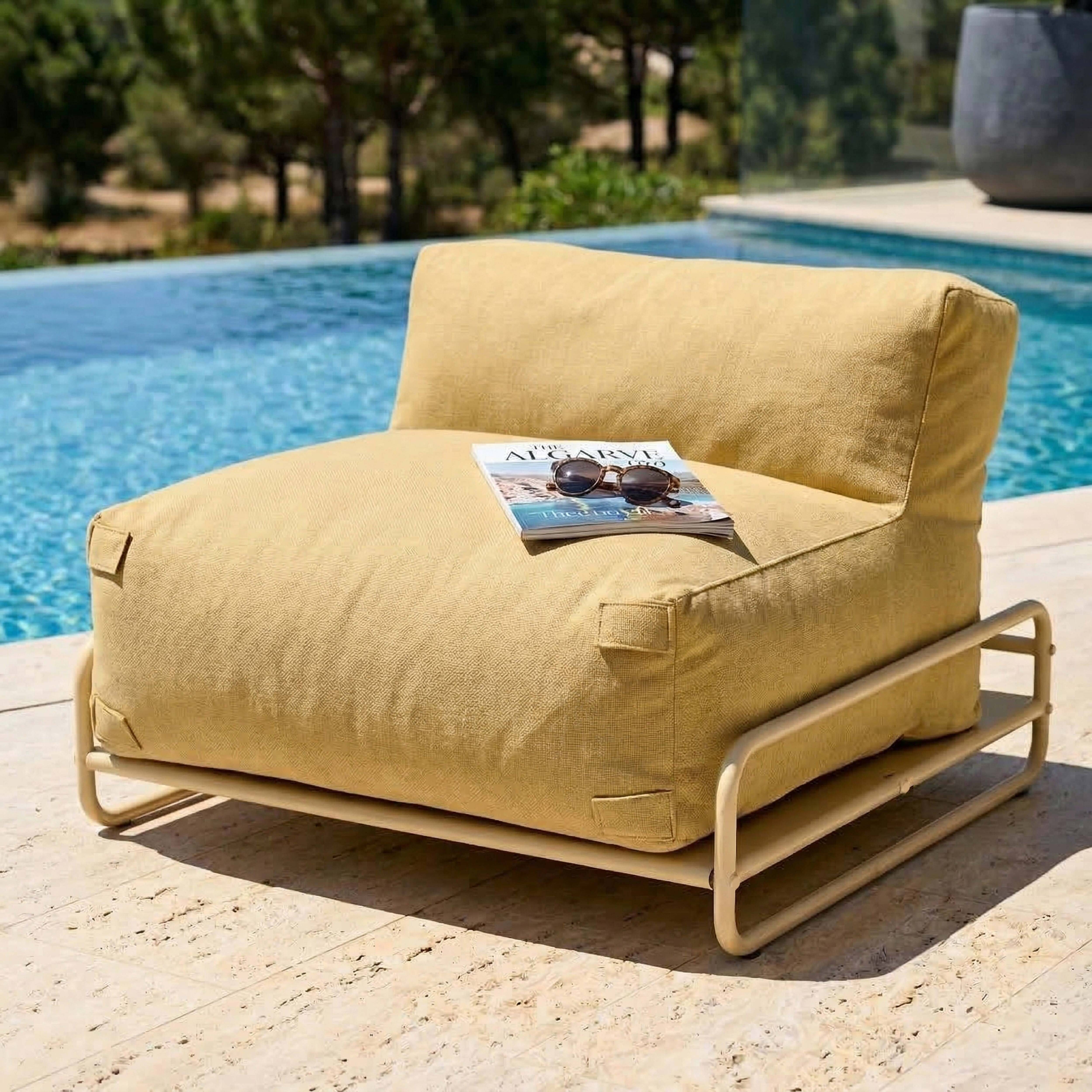 Oviala - Chauffeuse pour salon de jardin modulable avec structure jaune clair  Mixi - Oviala
