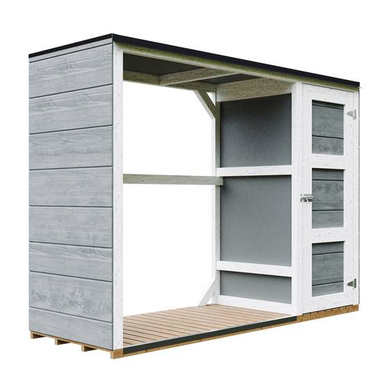 Timbela - Abri à bûches extérieur - 1,09+0,53 m² / 75x217xH159 cm - Abri à bûches moderne avec rangement latéral pour les outils - Timbela M981-CAVERN STEEL - Image 1