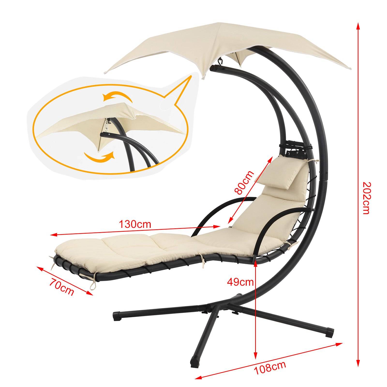 Fauteuil Suspendu Balançoire Suspendue Beige L.210 x l.70 x H.49 cm  SoBuy - Imagen 3