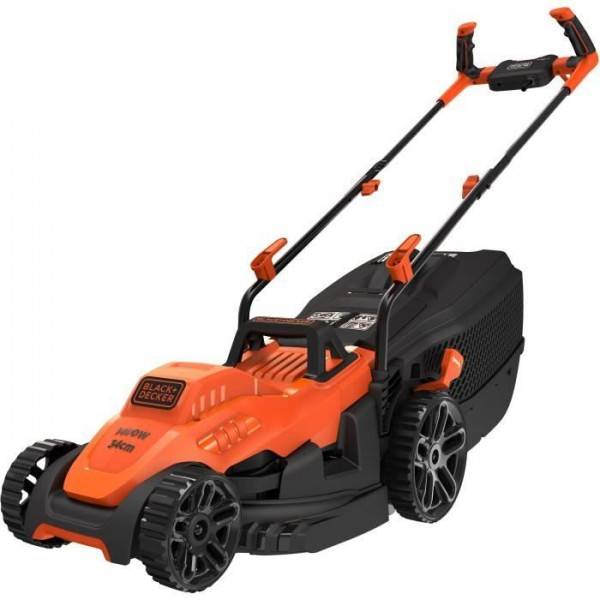 Tondeuse a Gazon BLACK+DECKER Filaire 1400W Poignée BIKE BEMW461BH-QS 34 cm - 6 Hauteurs Réglables - Idéale pour 300 a 400m² - Image 1