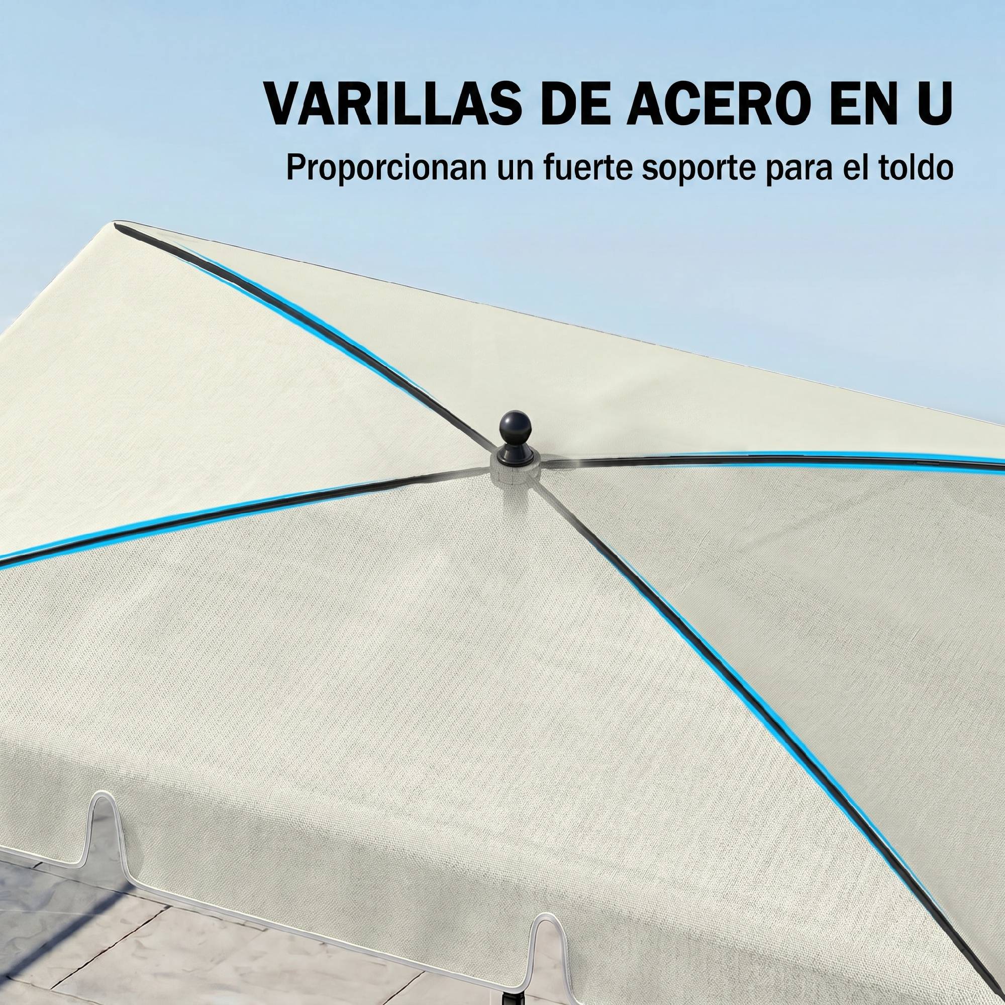 Parasol de terrasse rectangulaire en aluminium beige, 2 x 1,3 x 2,5 m, avec fonction d'inclinaison - Image 7