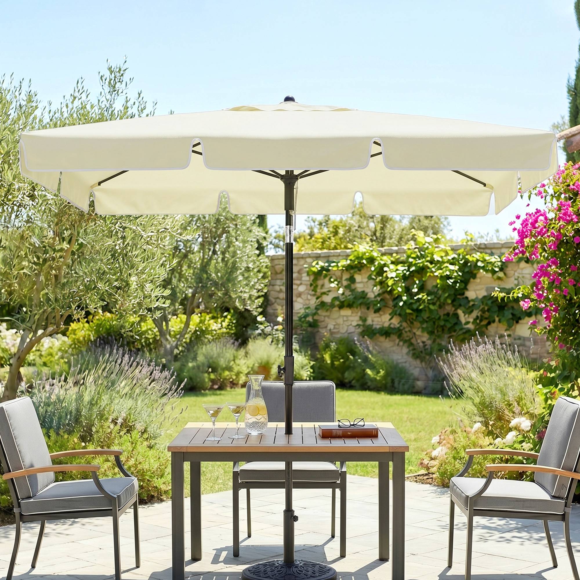 Parasol de terrasse rectangulaire en aluminium beige, 2 x 1,3 x 2,5 m, avec fonction d'inclinaison - Image 4