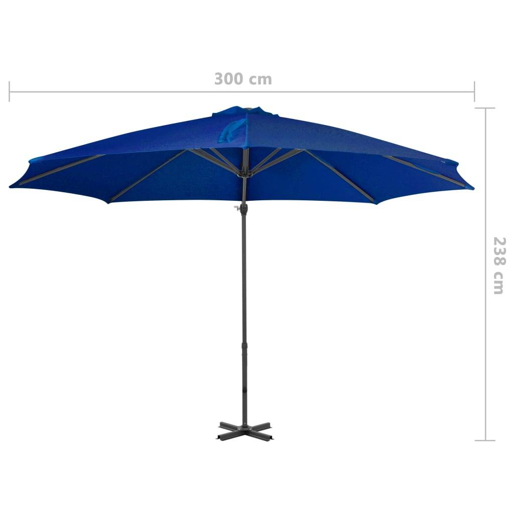Helloshop26 - Parasol déporté avec mât en aluminium 300 cm bleu - Imagen 7