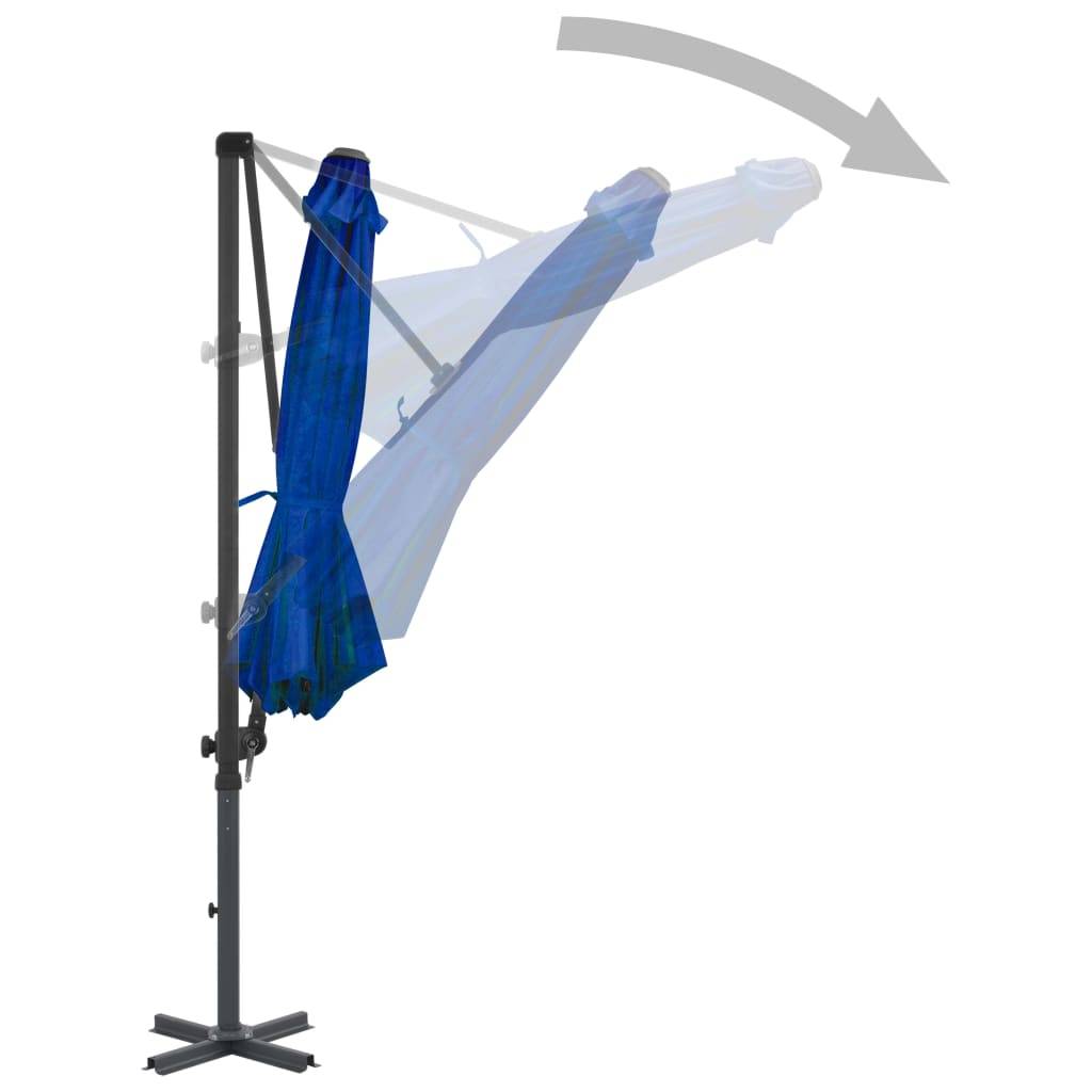 Helloshop26 - Parasol déporté avec mât en aluminium 300 cm bleu - Imagen 4
