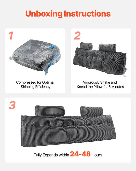 VEVOR Coussin de lecture de tête de lit King Size avec 2 poches et appuie-têtes - Image 2
