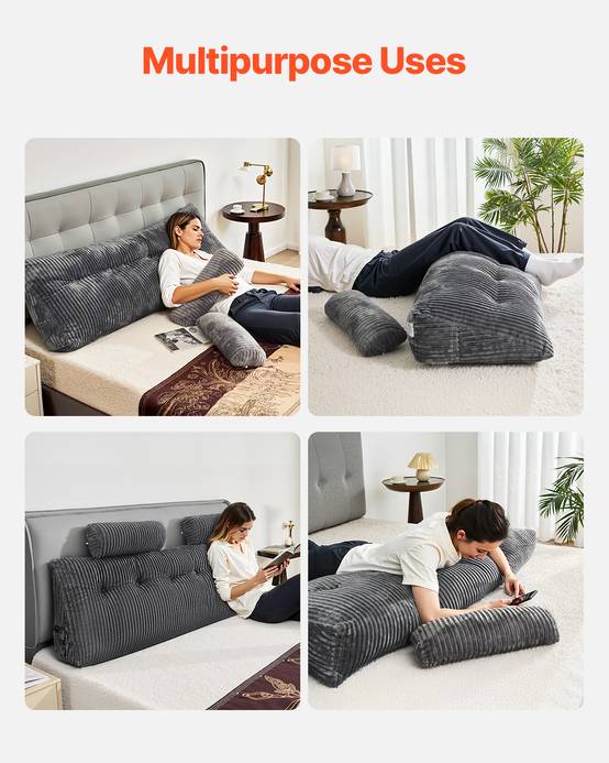 VEVOR Coussin de lecture de tête de lit King Size avec 2 poches et appuie-têtes - Image 6