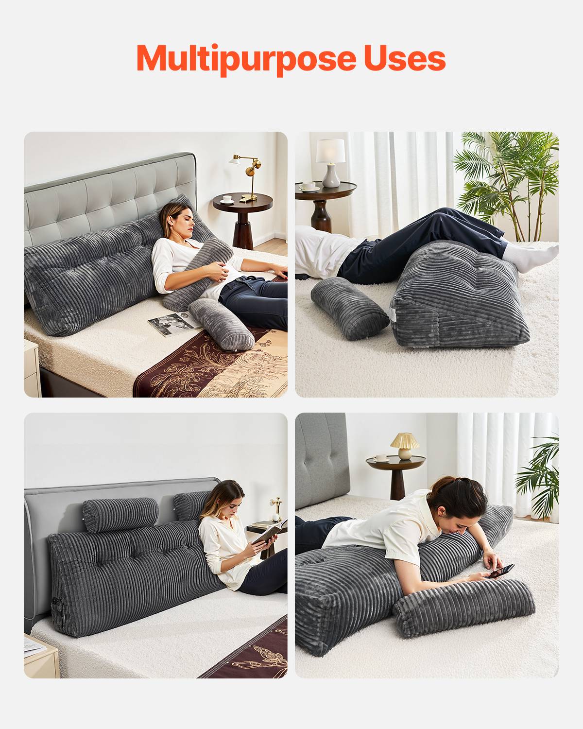 VEVOR Coussin de lecture de tête de lit King Size avec 2 poches et appuie-têtes - Image 6