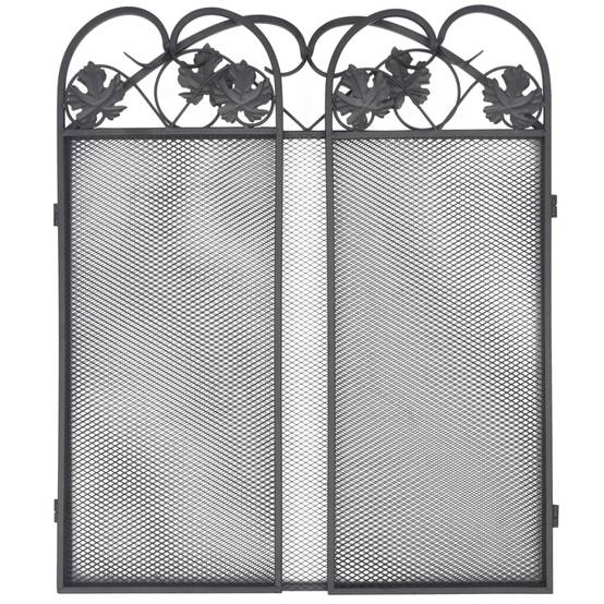 ComfortXL - Pare-feu cheminée 3 volets en fer forgé Protection anti-escarbilles Motif volutes Noir - ComfortXL Outdoor Living - Image 4