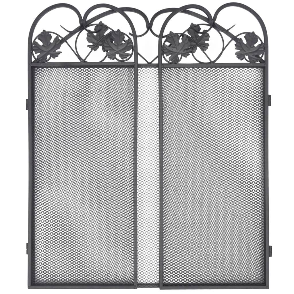 ComfortXL - Pare-feu cheminée 3 volets en fer forgé Protection anti-escarbilles Motif volutes Noir - ComfortXL Outdoor Living - Image 4