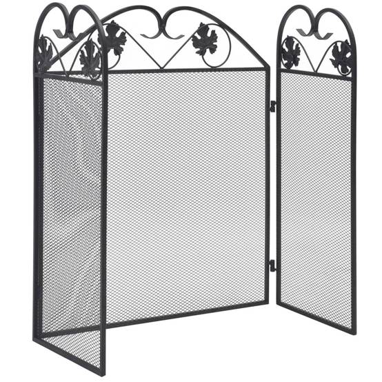 ComfortXL - Pare-feu cheminée 3 volets en fer forgé Protection anti-escarbilles Motif volutes Noir - ComfortXL Outdoor Living - Image 2