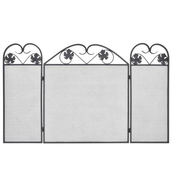 ComfortXL - Pare-feu cheminée 3 volets en fer forgé Protection anti-escarbilles Motif volutes Noir - ComfortXL Outdoor Living - Image 3