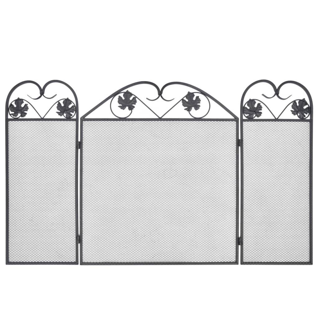 ComfortXL - Pare-feu cheminée 3 volets en fer forgé Protection anti-escarbilles Motif volutes Noir - ComfortXL Outdoor Living - Image 3