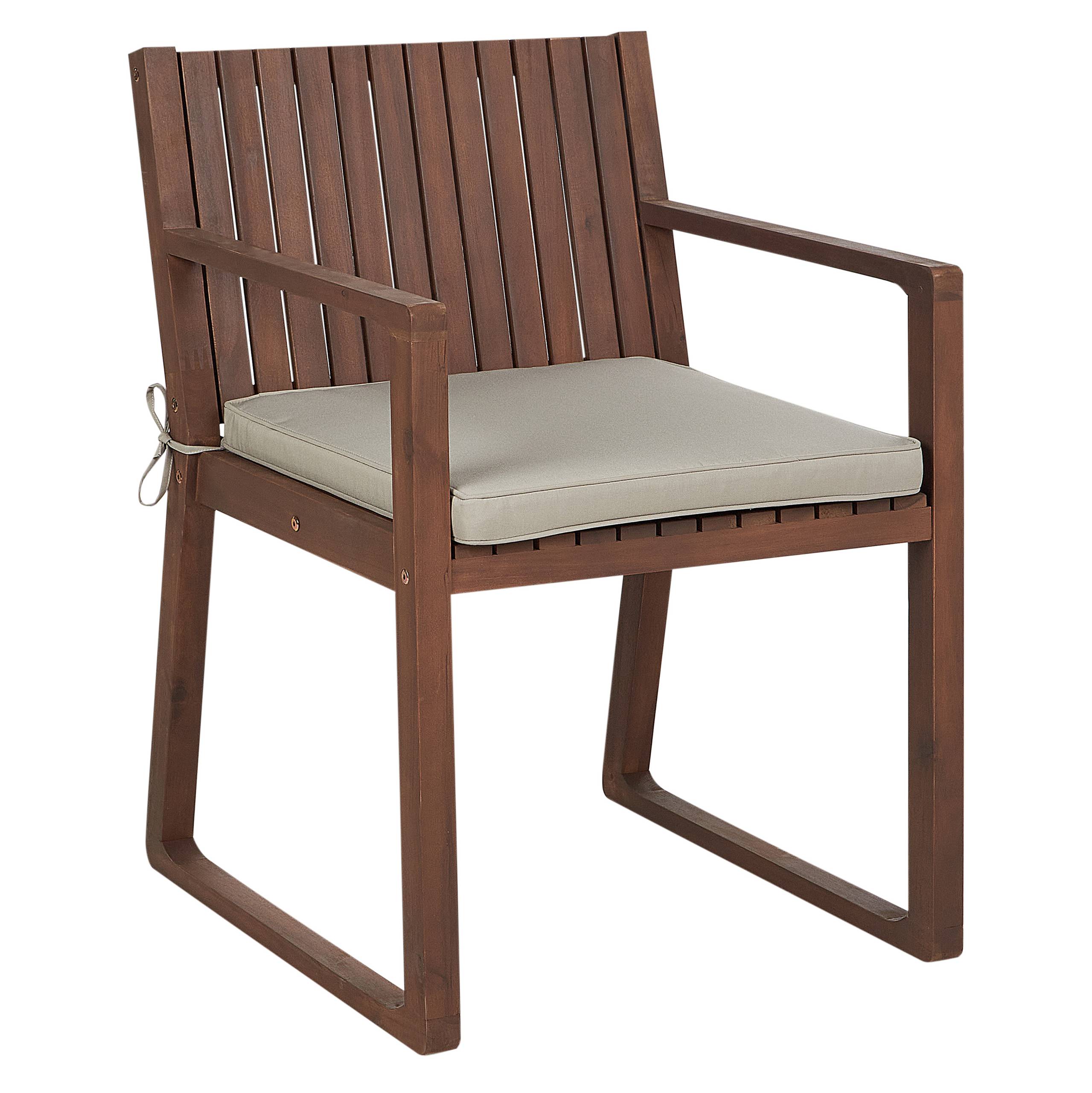 Beliani - Set 8 Chaises de Salle à Manger Extérieur en Bois d'Acacia Foncé avec Coussins Taupe Jardin Rustique - Imagen 4