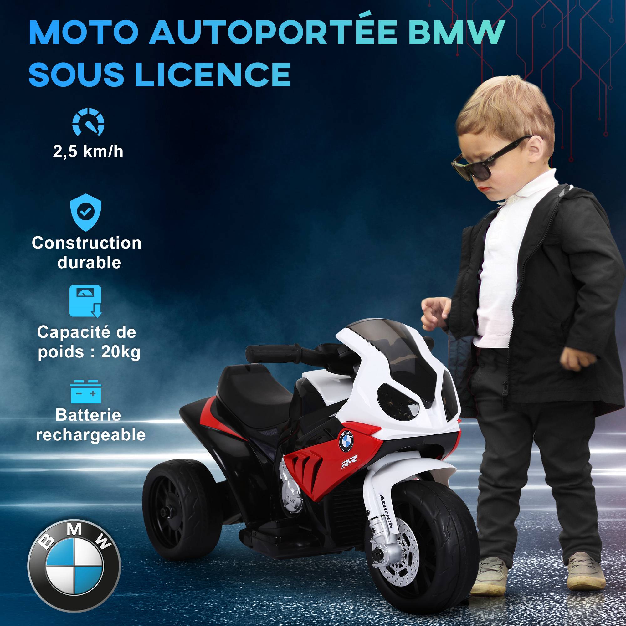 Moto Électrique Enfant BMW S1000 RR Sous Licence, 3 Roues, 6V, Lumières et Sons, 2,5 km/h - Image 7