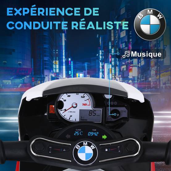 Moto Électrique Enfant BMW S1000 RR Sous Licence, 3 Roues, 6V, Lumières et Sons, 2,5 km/h - Image 6
