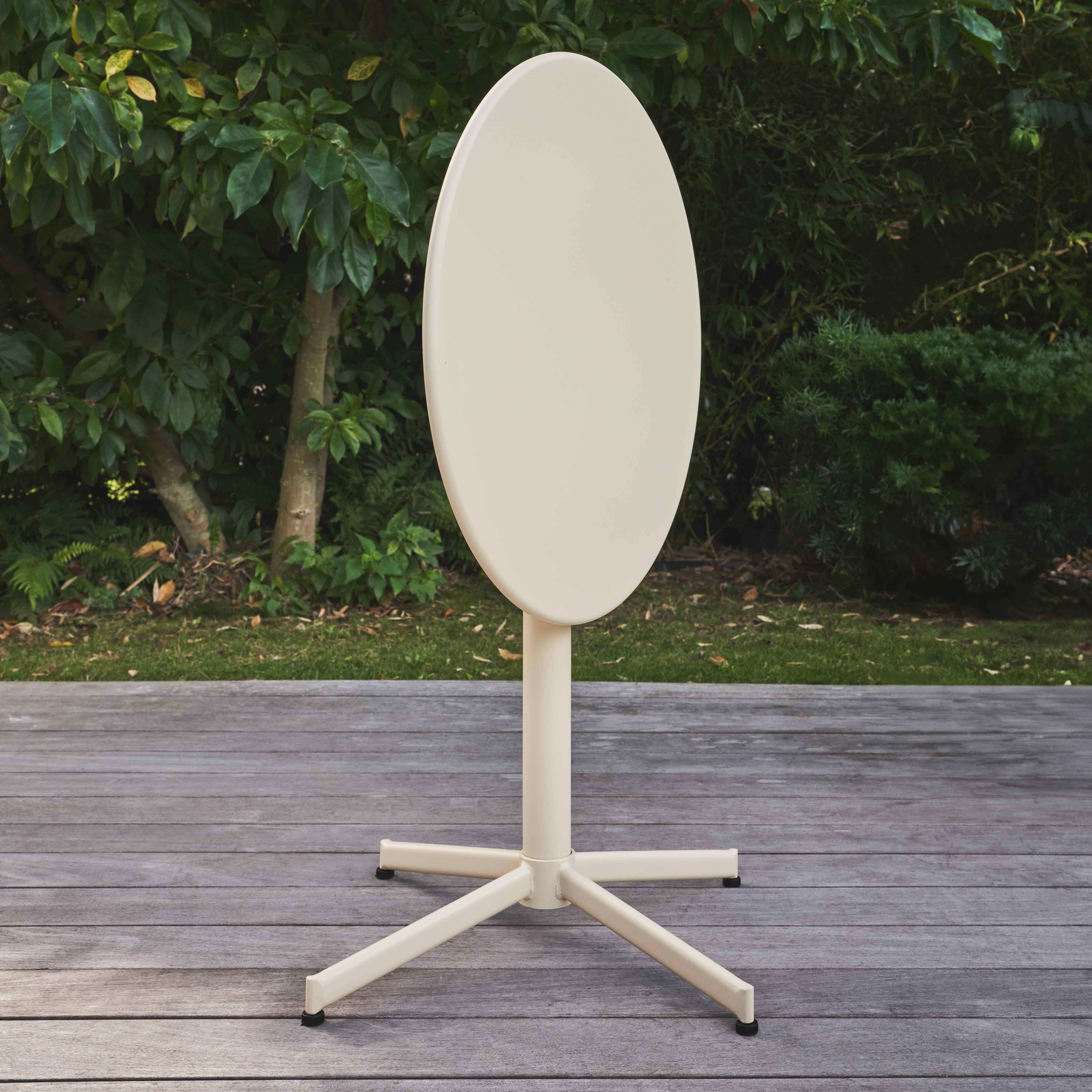 Oviala - Table de jardin ronde bistro inclinable en acier ivoire 70cm Palavas - Oviala - Imagen 4