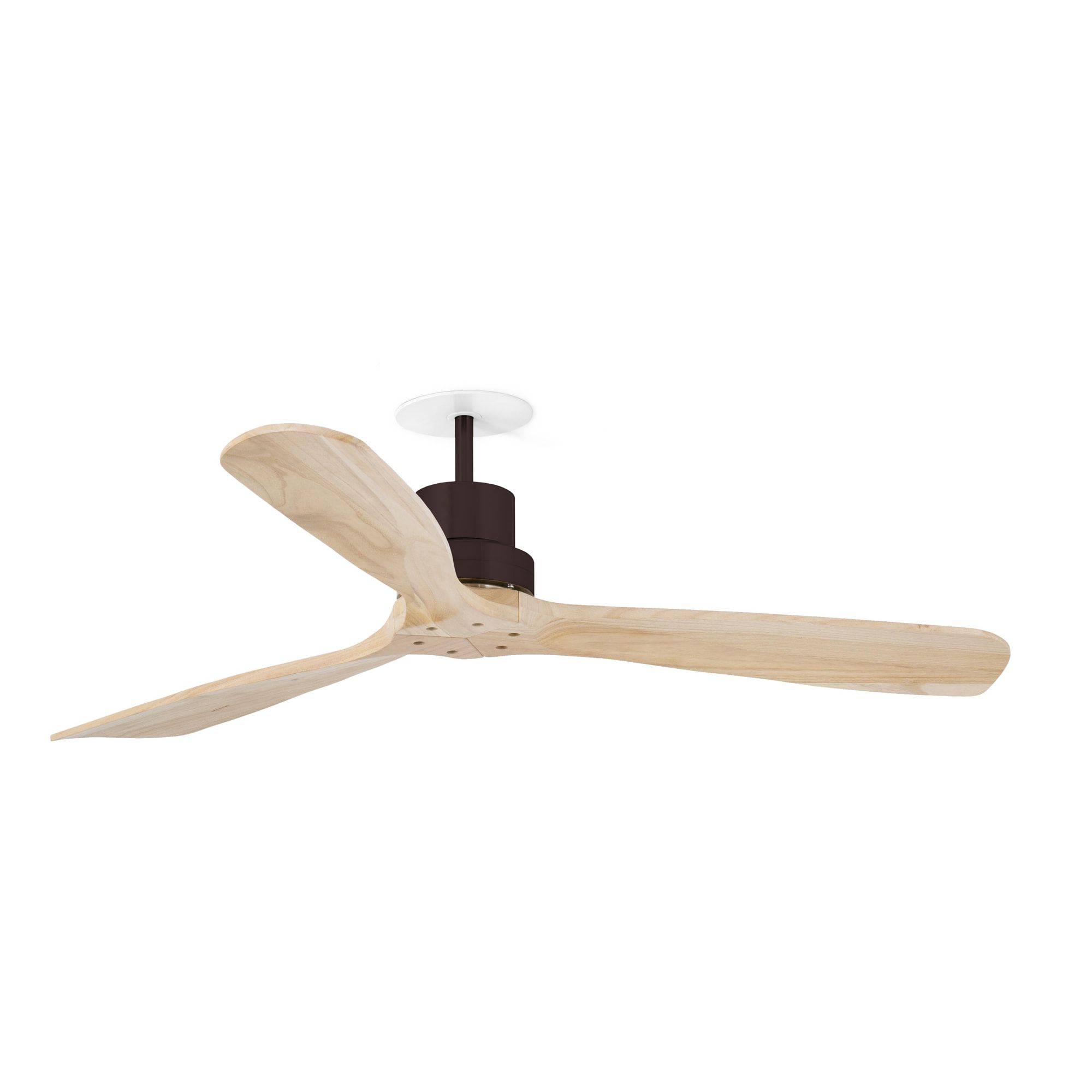Ventilateur de plafond acier marron pales effet pin moteur DC 6 vitesses inverse