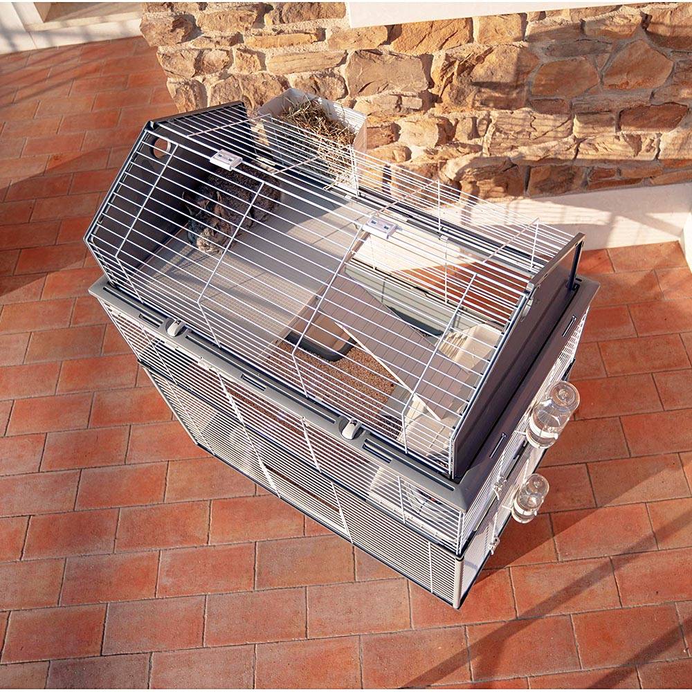 Ferplast - Cage pour Lapins et Petits Animaux BARN 100 DOUBLE, 3 étages, Toit Ouvrant, Accessoires et Adhésifs inclus - Imagen 4
