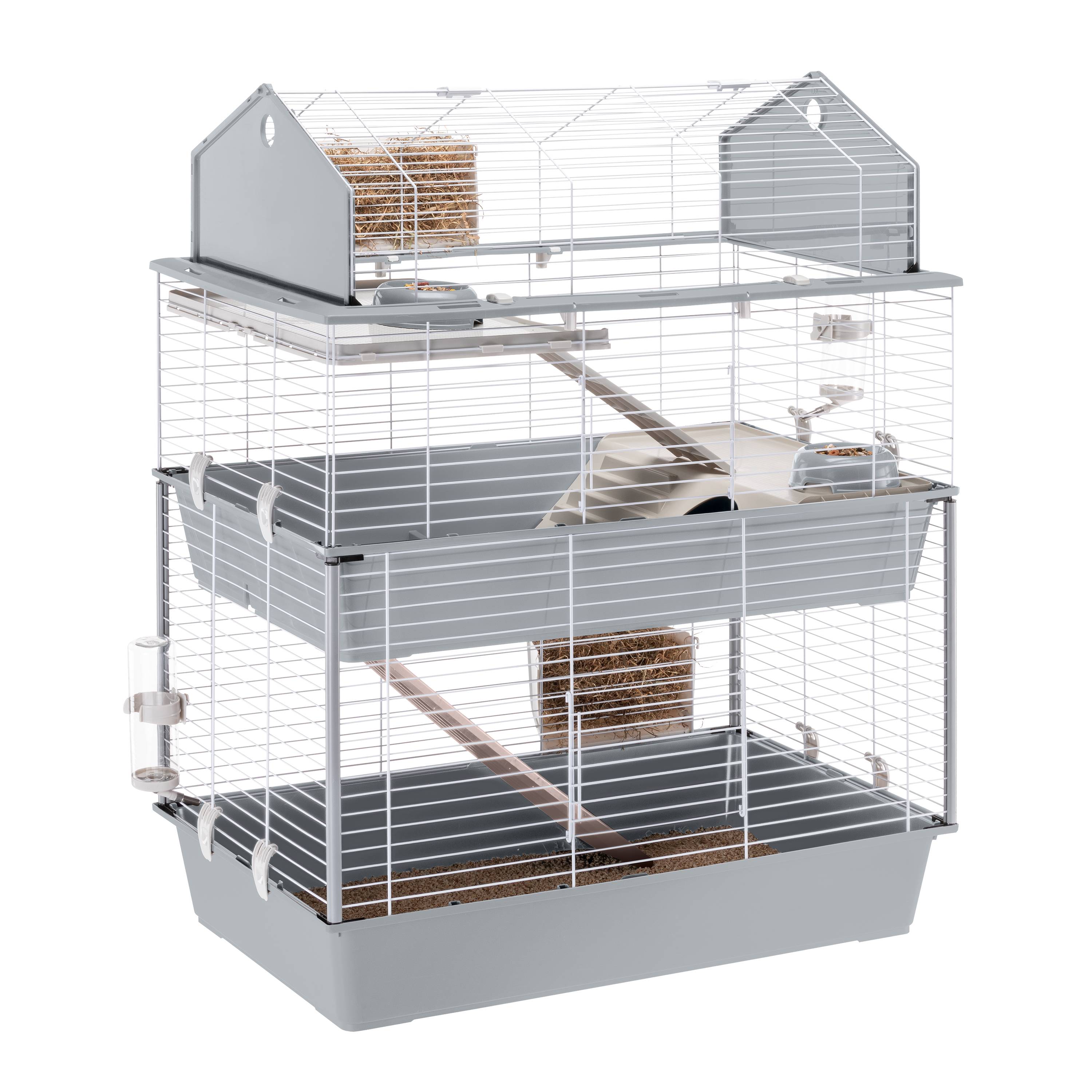 Ferplast - Cage pour Lapins et Petits Animaux BARN 100 DOUBLE, 3 étages, Toit Ouvrant, Accessoires et Adhésifs inclus - Imagen 1