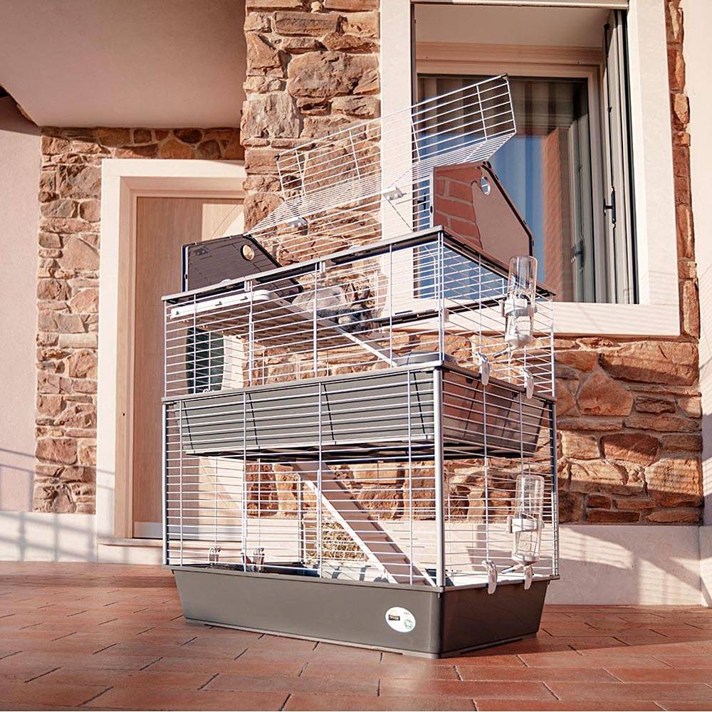 Ferplast - Cage pour Lapins et Petits Animaux BARN 100 DOUBLE, 3 étages, Toit Ouvrant, Accessoires et Adhésifs inclus - Imagen 5