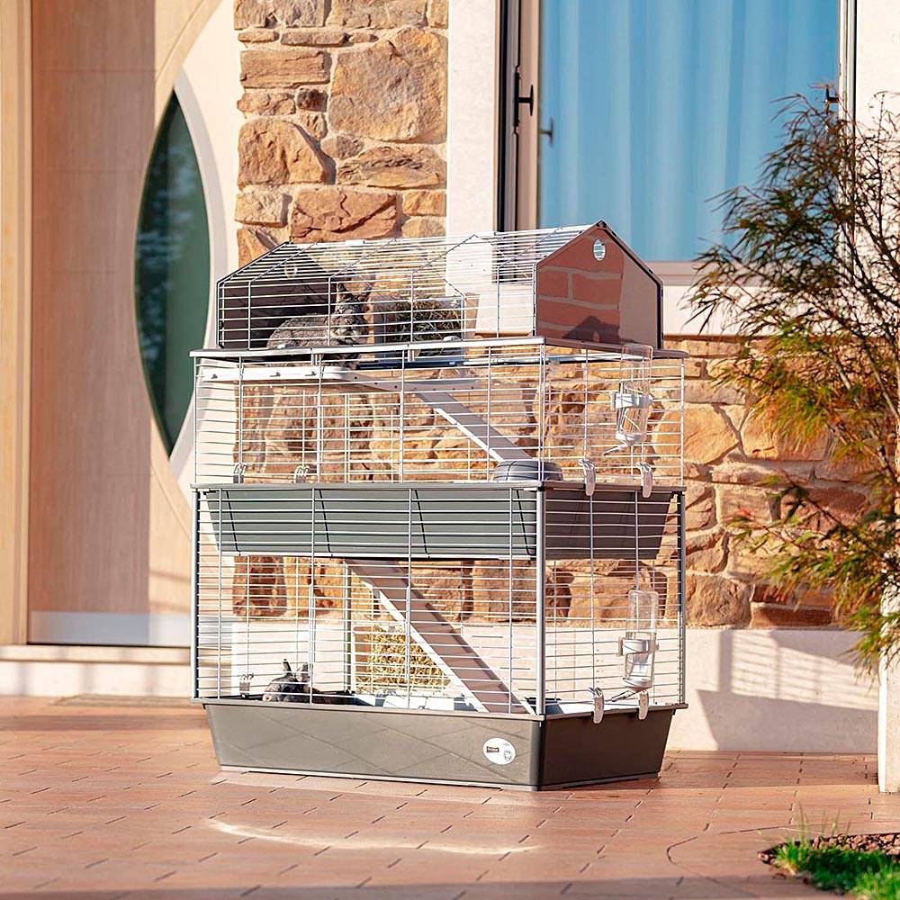 Ferplast - Cage pour Lapins et Petits Animaux BARN 100 DOUBLE, 3 étages, Toit Ouvrant, Accessoires et Adhésifs inclus - Imagen 3