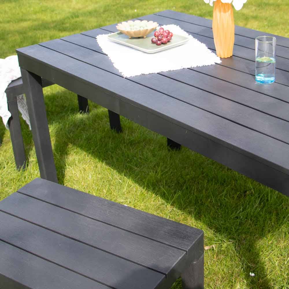 Wilsa Garden - Salon de jardin en résine anthracite avec 4 bancs SAMOA - Imagen 4