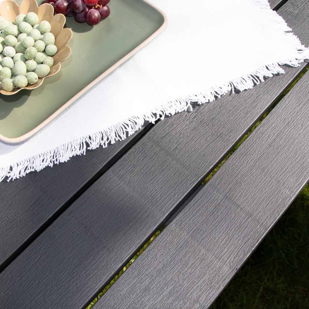 Wilsa Garden - Salon de jardin en résine anthracite avec 4 bancs SAMOA - Imagen 6