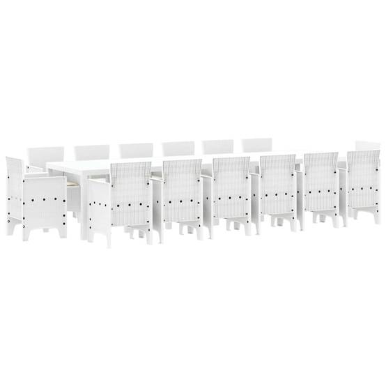 Grand Salon de Jardin 15 pcs Poly Rotin Confortable pour Grande Tablée Blanc – ComfortXL Outdoor Living - Image 2