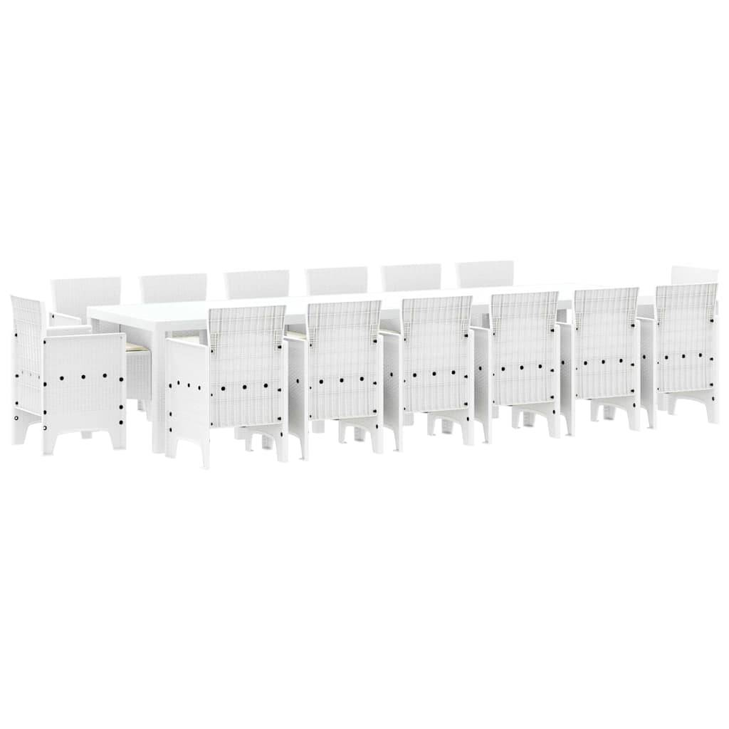 Grand Salon de Jardin 15 pcs Poly Rotin Confortable pour Grande Tablée Blanc – ComfortXL Outdoor Living - Image 2