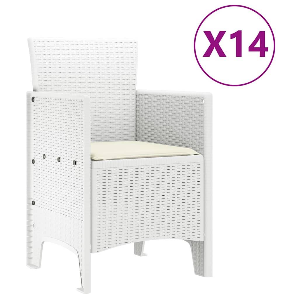 Grand Salon de Jardin 15 pcs Poly Rotin Confortable pour Grande Tablée Blanc – ComfortXL Outdoor Living - Image 7