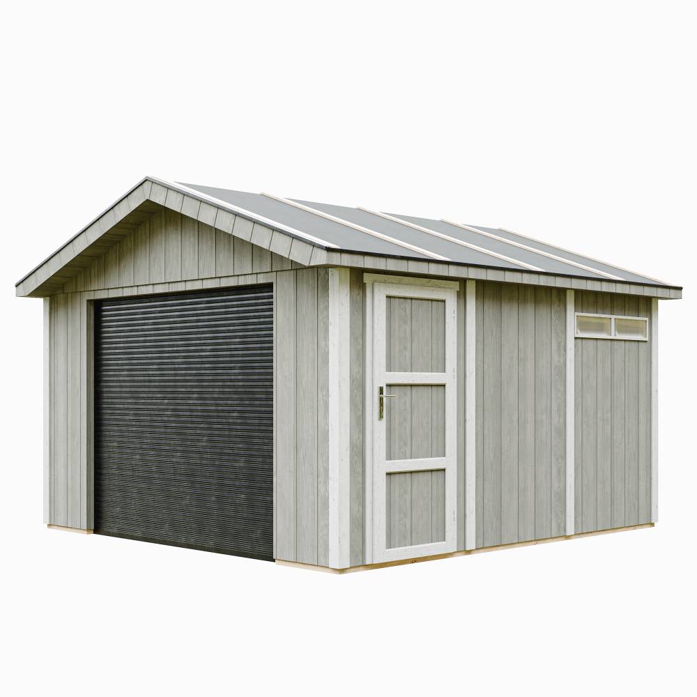 Timbela - Garage Qualité Premium 13 m² / L378xl412 cm - garage pour moto, vélos, machines de jardinage - Timbela M990B-TUNDRA GREY - Image 3