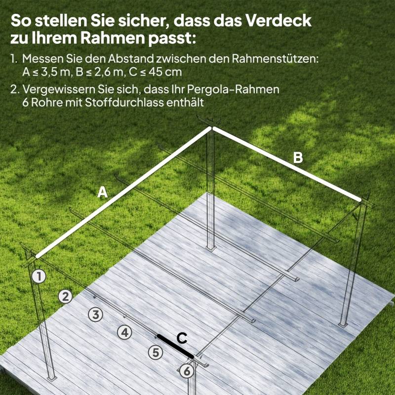 Toile de Rechange Pergola Polyester 350x260cm Café Rétractable Anti-UV - ComfortXL Outdoor Living - Image 4