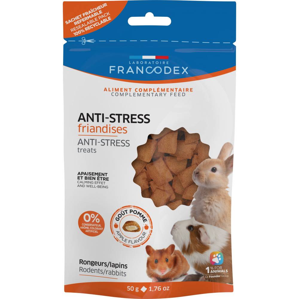 Francodex - Friandises Anti-Stress gout pomme 50 g pour rongeurs et lapins - Imagen 4