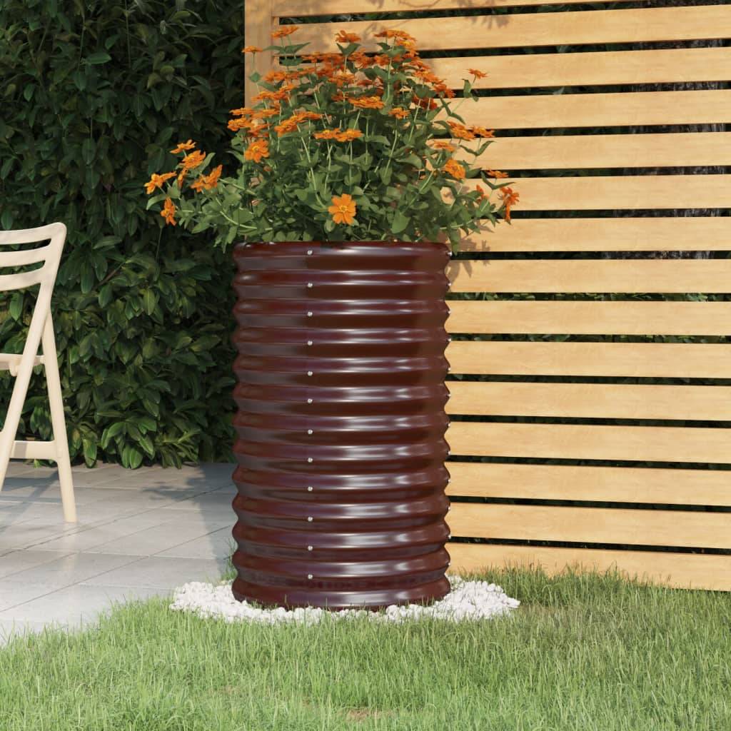 Grand pot de fleur haut en acier galvanisé pour jardin Marron 40x68 cm – ComfortXL Outdoor Living - Image 1