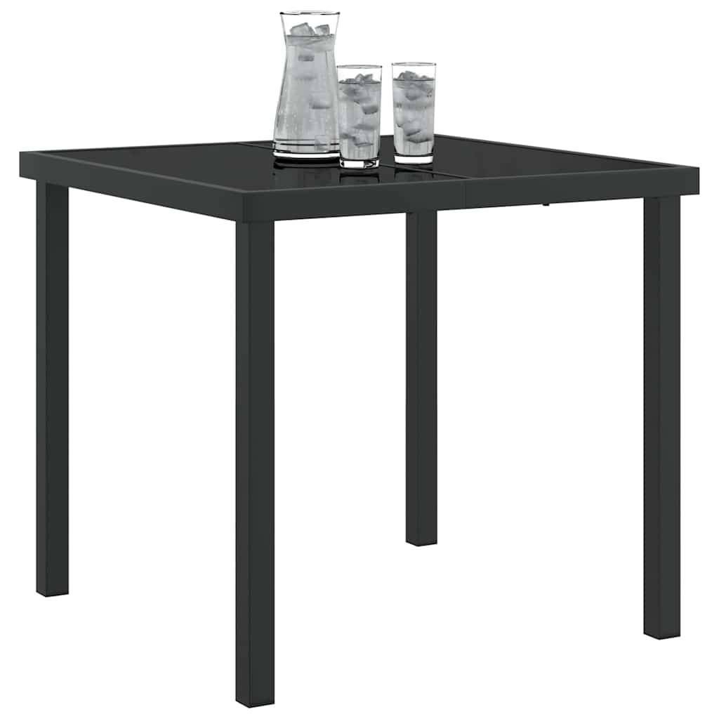 ComfortXL - Table de Jardin Carrée 80x80cm en Métal Noir et Verre Trempé, Table de Repas pour 4 Personnes, Style Moderne – ComfortXL Outdoor Living - Image 3