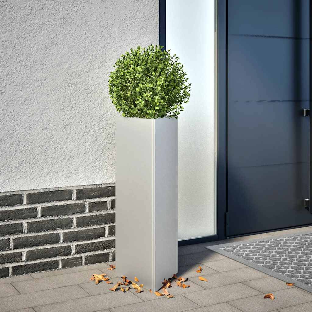 Jardinière triangulaire acier galvanisé gris 30 x 26 x 75 cm - PANGIVO
