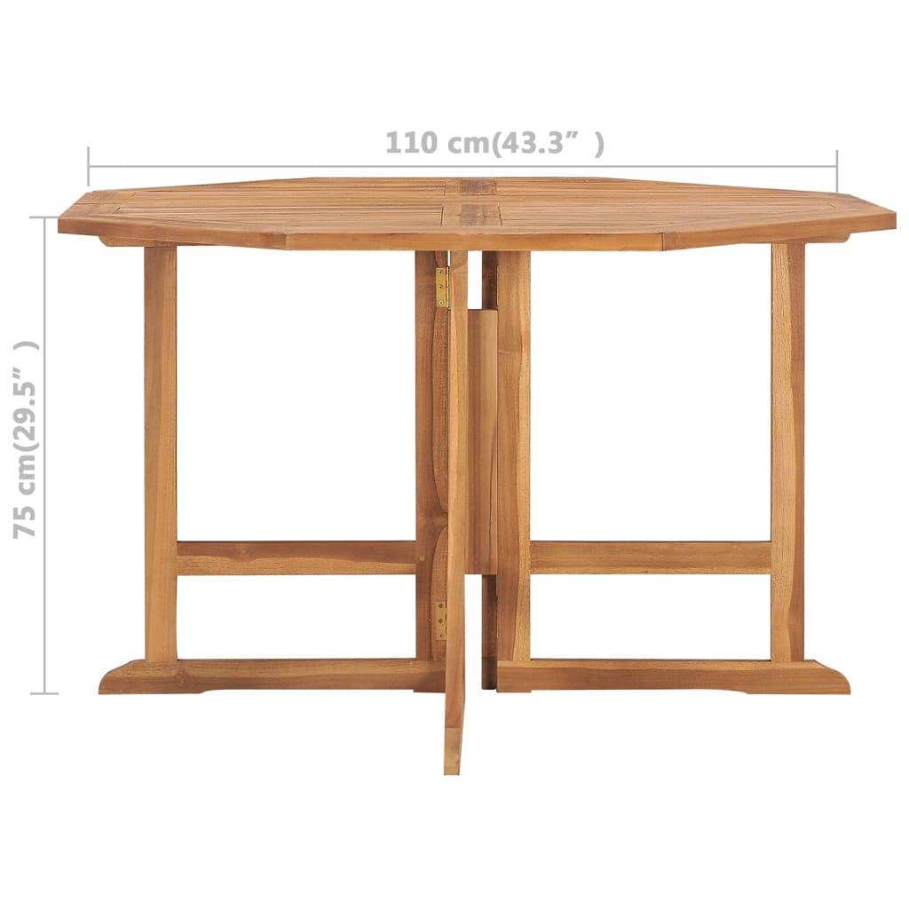 Table à dîner jardin pliable teck massif 110 x 110 x 75 cm - PANGIVO - Image 7