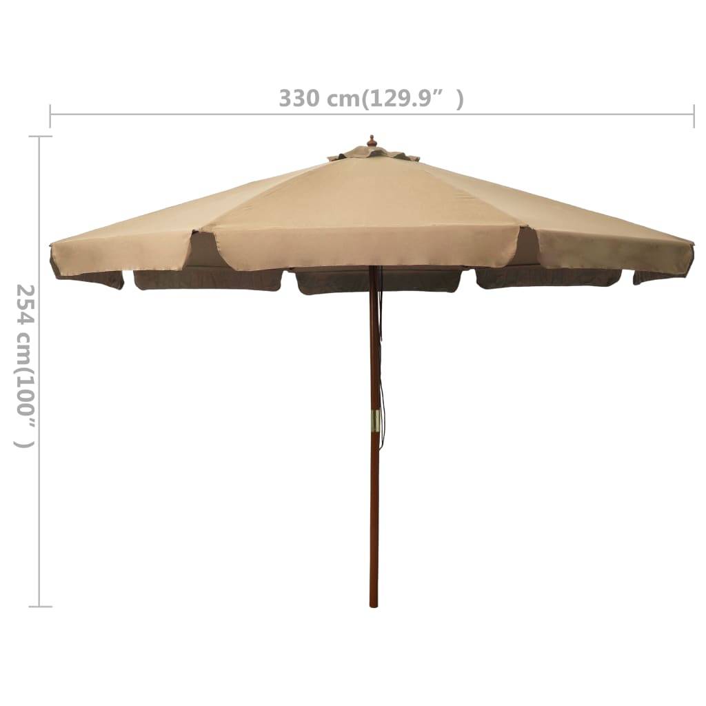 Helloshop26 - Parasol mobilier de jardin avec mât en bois 330 cm taupe - Imagen 5