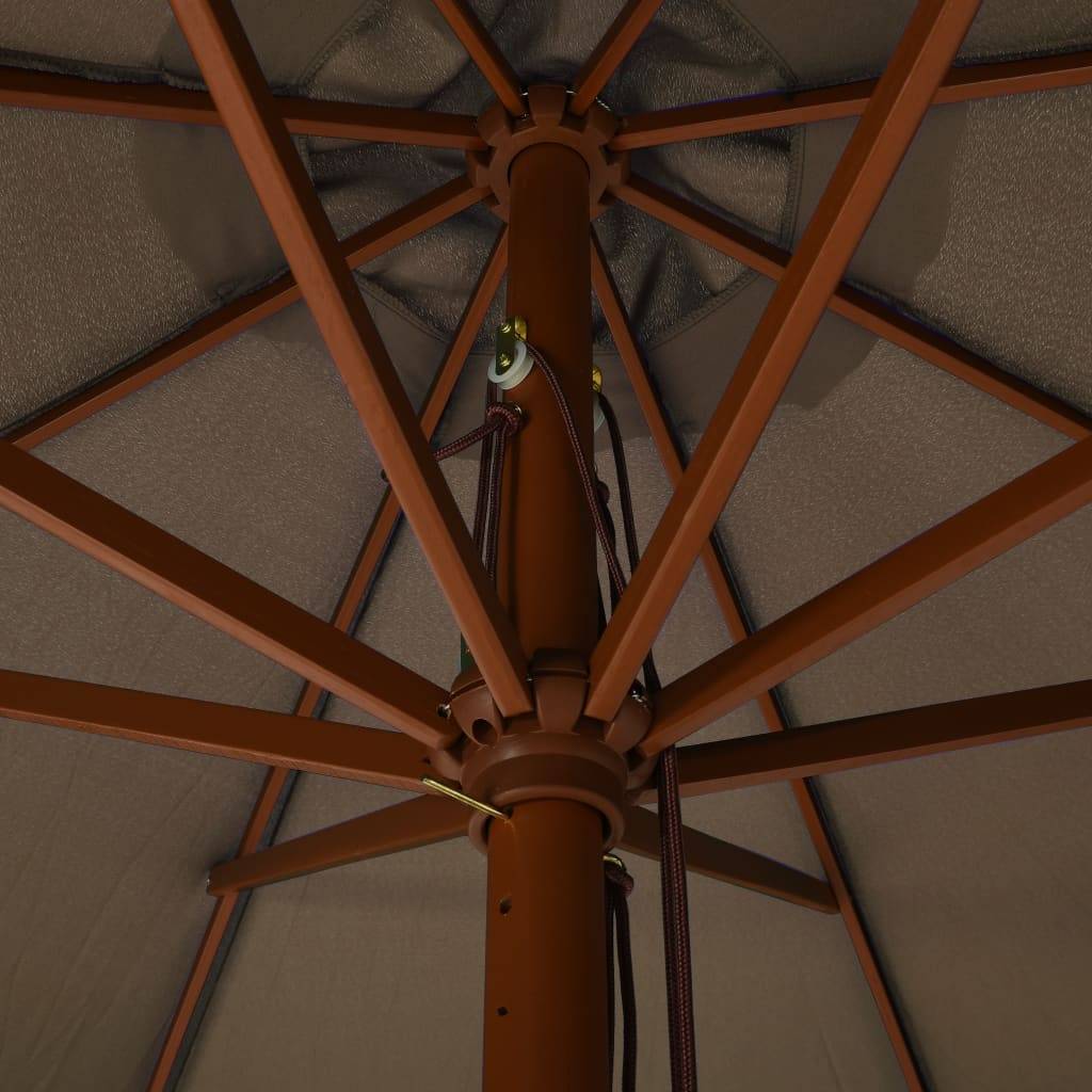 Helloshop26 - Parasol mobilier de jardin avec mât en bois 330 cm taupe - Imagen 4