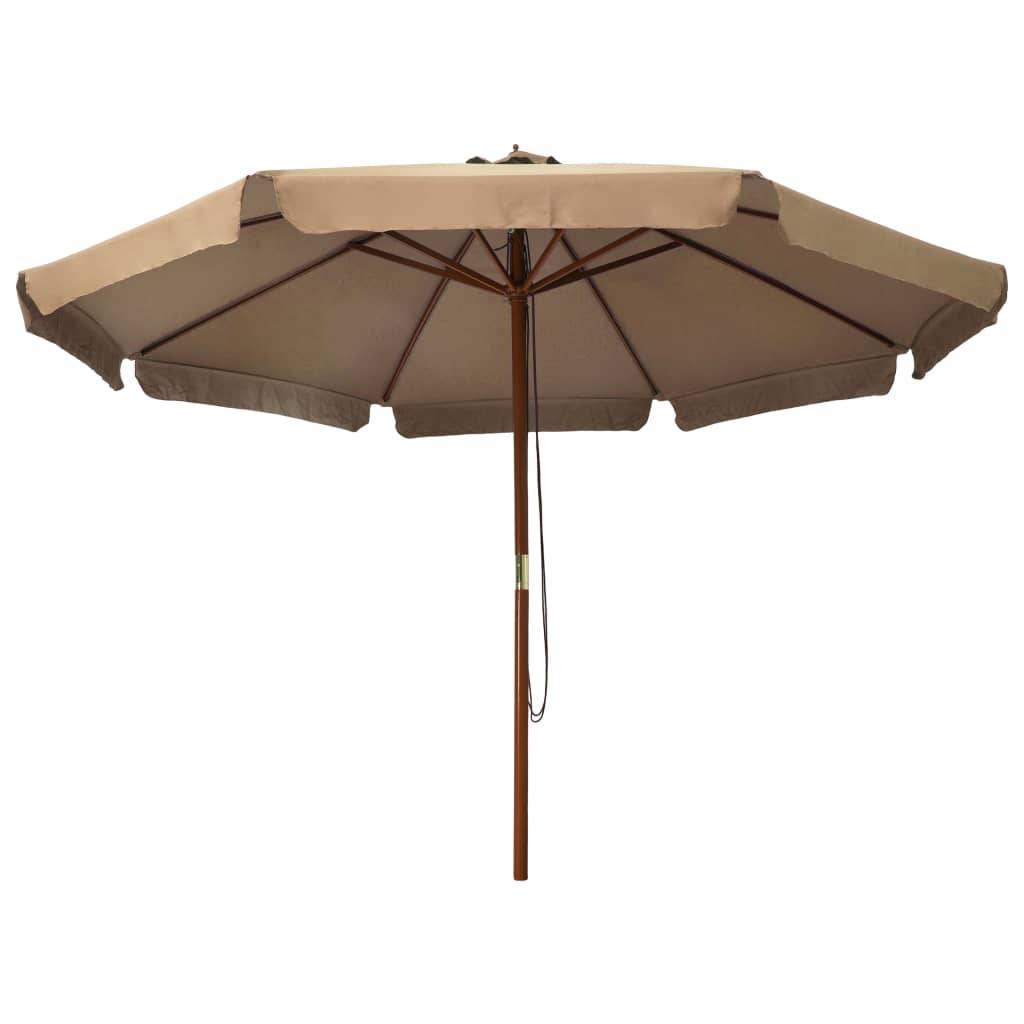 Helloshop26 - Parasol mobilier de jardin avec mât en bois 330 cm taupe - Imagen 2