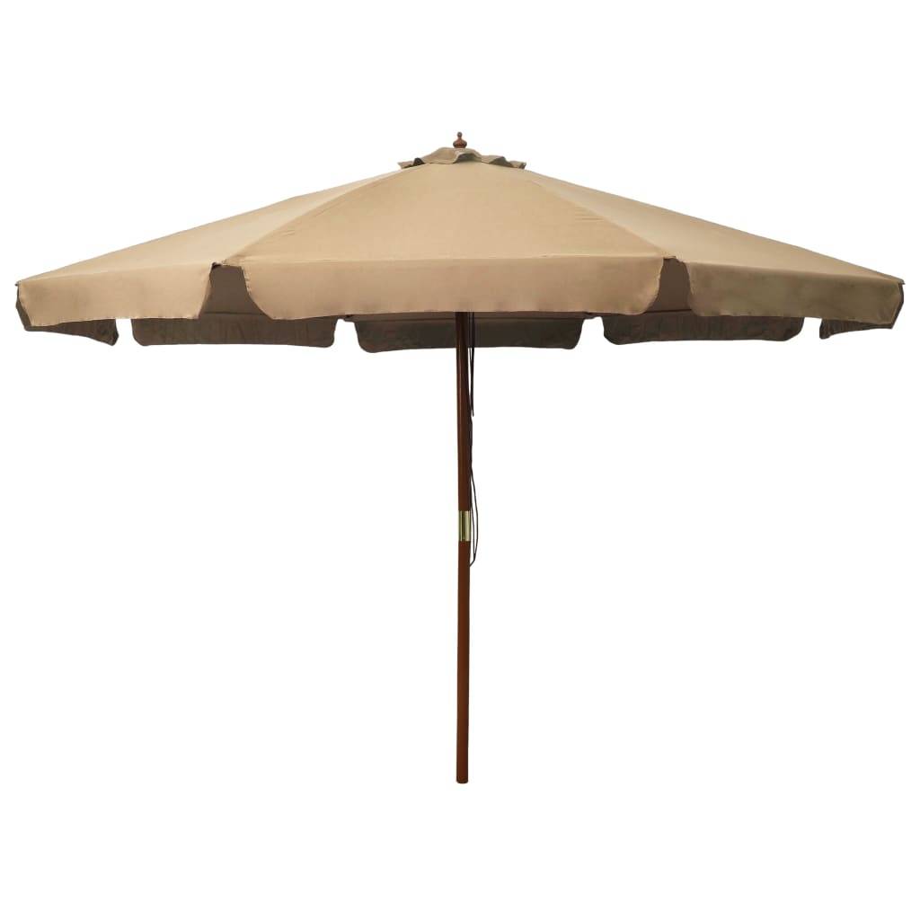 Helloshop26 - Parasol mobilier de jardin avec mât en bois 330 cm taupe - Imagen 1