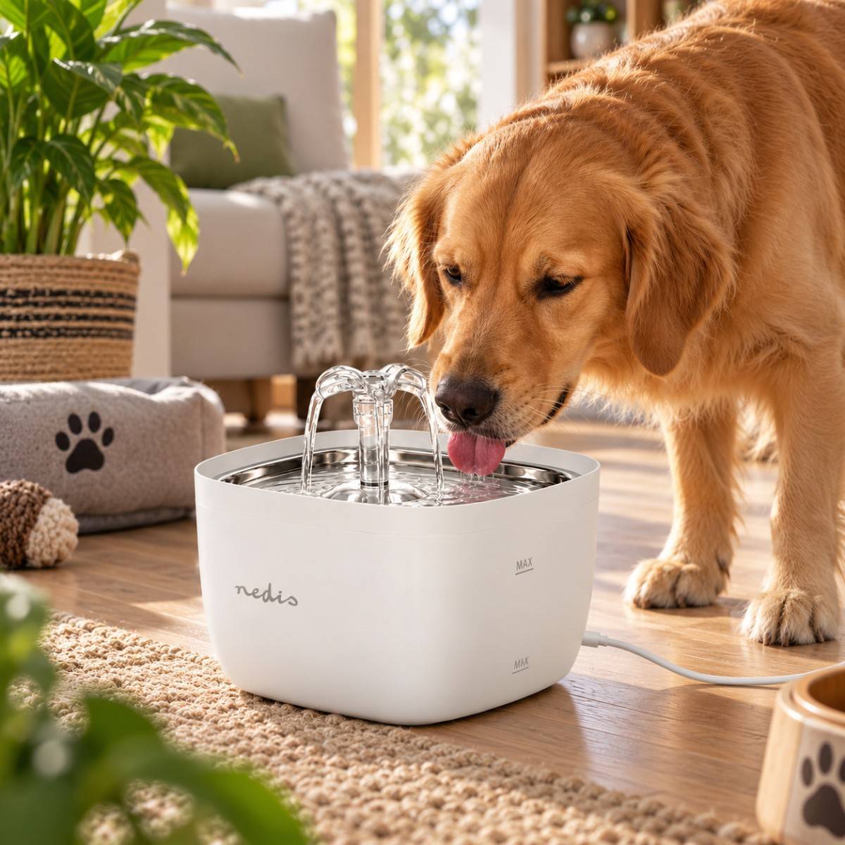 Fontaine à Eau pour Chat et Petit Chien 2L Filtre Pompe USB 40 dB 2 Filtres Inclus Abreuvoir Automatique Nedis - Image 6