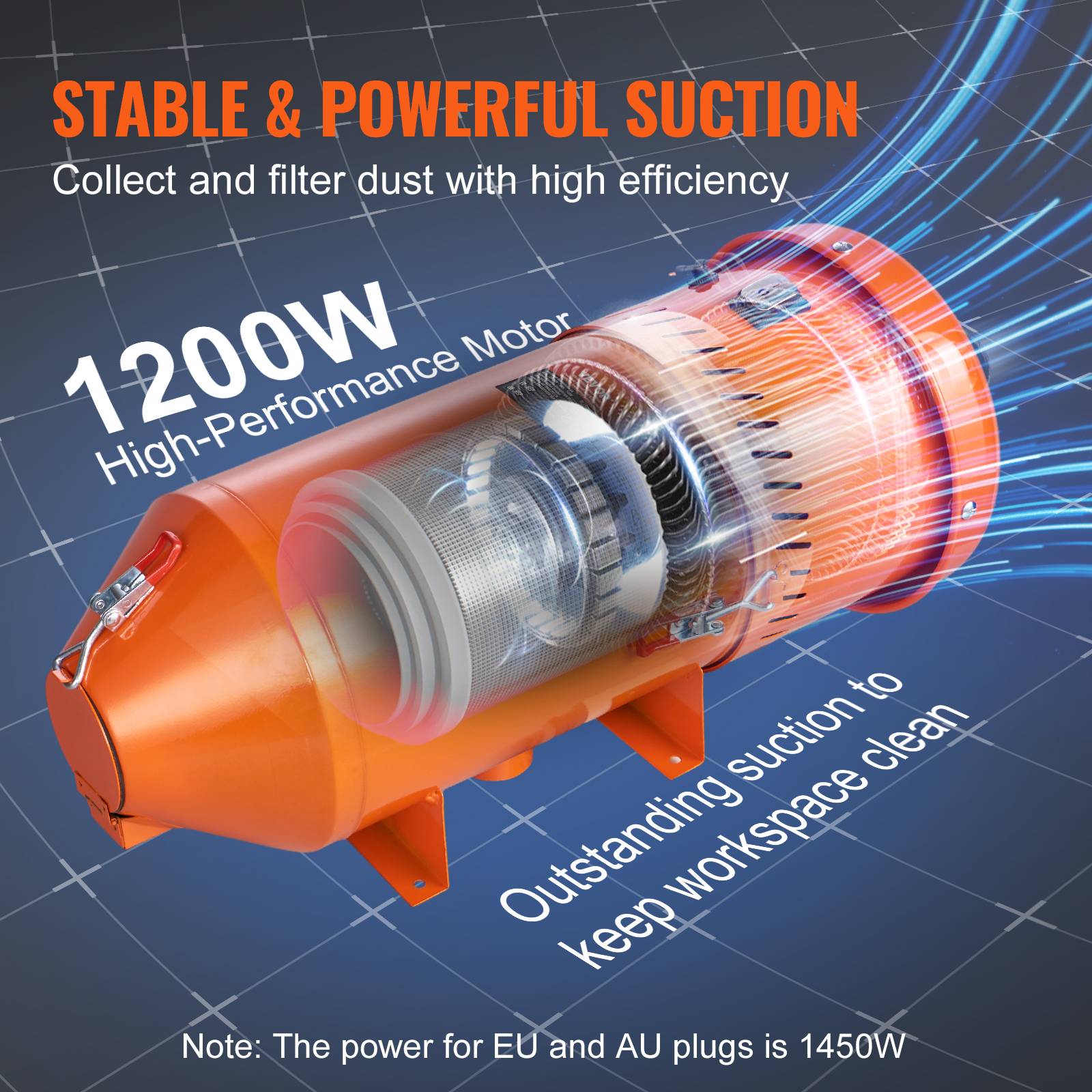 Vevor - VEVOR Collecteur poussière 1450W, 1.8 gallons, ajustement universel pour armoires de sablage. - Image 3