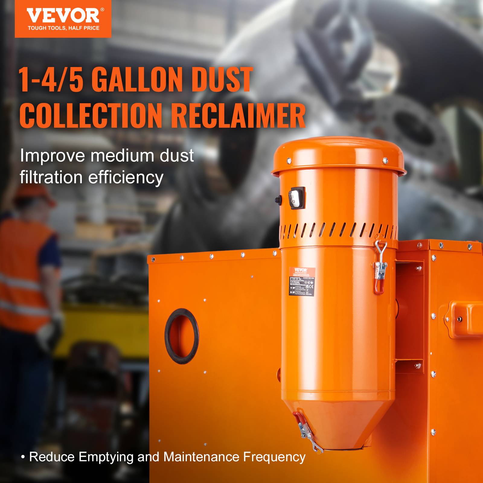 Vevor - VEVOR Collecteur poussière 1450W, 1.8 gallons, ajustement universel pour armoires de sablage. - Image 2